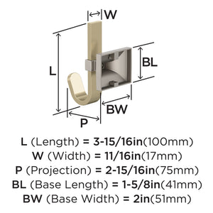 Amerock HBX36686BBZG10 Burbank Single Prong Decorative Wall Hook Golden Champagne/Satin Nickel Hook for Coats, Hats, Backpacks, Bags Hooks for Bathroom, Bedroom, Closet, Entryway, Laundry Room