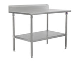 John Boos ST6R5-2430SSK Stallion Stainless Steel 5" Riser Top Work Table with Adjustable Lower Shelf and Legs, Top, 30" Length x 24" Width
