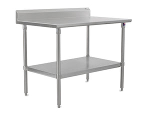 John Boos ST6R5-2430SSK Stallion Stainless Steel 5" Riser Top Work Table with Adjustable Lower Shelf and Legs, Top, 30" Length x 24" Width