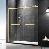 Milano Double Sliding Shower Door, 60 in.W x 74 in.H Framed Shower Door 5/16"(8mm) Clear Tempered Glass, 18 inch Pull Handle, Stainless Steel Hardware, Matte Black Finished