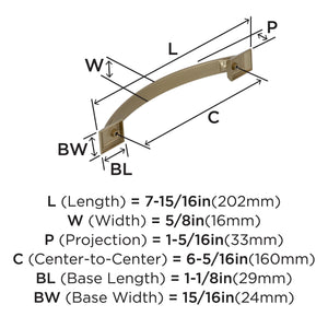 Amerock Cabinet Pull Golden Champagne 6-5/16 inch (160 mm) Center to Center Candler 1 Pack Drawer Pull Drawer Handle Cabinet Hardware