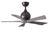 Matthews Fan IR5-TB-BW-42 Irene-5 five-blade paddle fan in Textured Bronze finish with 42" solid barn wood tone blades.