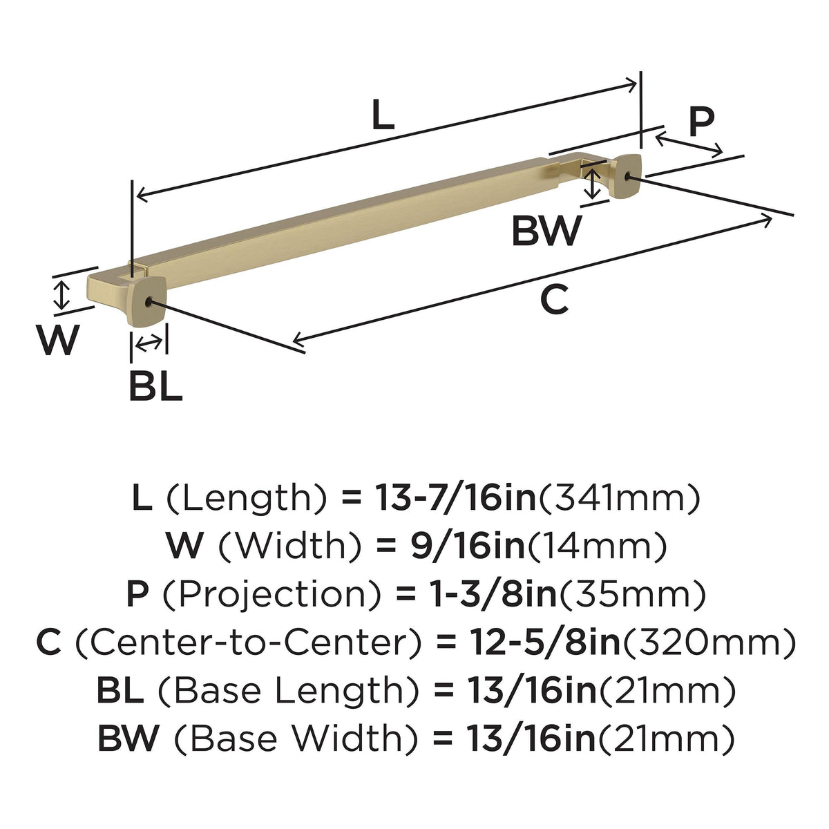 Amerock BP37401BBZ Golden Champagne Cabinet Pull 12-5/8 in (320 mm) Center-to-Center Cabinet Handle Stature Drawer Pull Kitchen Cabinet Handle Furniture Hardware