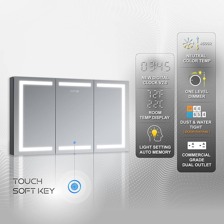 DIAMANDO LED Wall Mount Kit DM/LED including side mirrors N/A Medicine Cabinet
