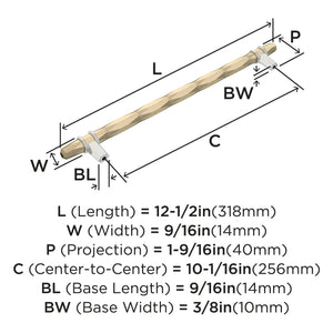 Amerock Cabinet Pull Golden Champagne/Polished Chrome 10-1/16 inch (256 mm) Center-to-Center London 1 Pack Drawer Pull Drawer Handle Cabinet Hardware