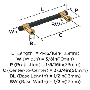 Amerock Cabinet Pull Matte Black/Champagne Bronze 3-3/4 inch (96 mm) Center-to-Center Mergence 1 Pack Drawer Pull Cabinet Handle Cabinet Hardware
