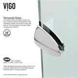 VIGO VG6061CHCL38 36.13" -36.13" W -73.38" H Frameless Hinged Neo-angle Shower Enclosure with Clear 0.38" Tempered Glass and Stainless Steel Hardware in Chrome Finish with Reversible Handle