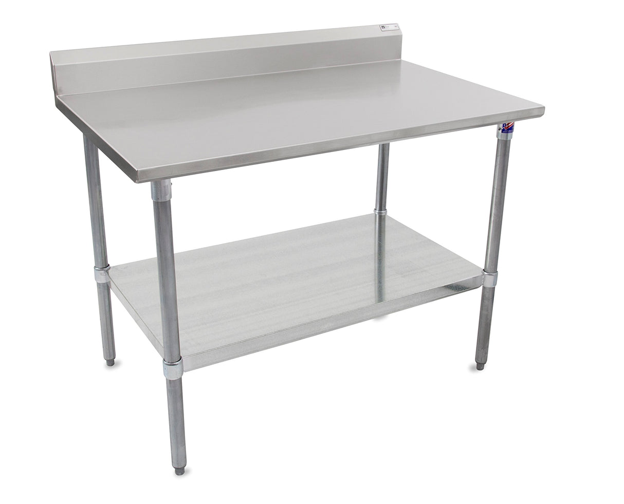 John Boos ST6R5-2430GSK Stallion Stainless Steel 5" Riser Top Work Table with Adjustable Galvanized Lower Shelf and Legs, 30" Length x 24" Width