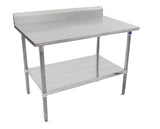 John Boos ST6R5-3072GSK Stallion Stainless Steel 5" Riser Top Work Table with Adjustable Galvanized Lower Shelf and Legs, 72" Length x 30" Width
