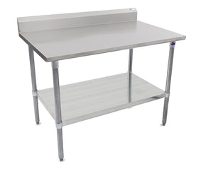 John Boos ST6R5-2460GSK Stallion Stainless Steel 5" Riser Top Work Table with Adjustable Galvanized Lower Shelf and Legs, 60" Length x 24" Width