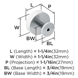 Amerock Cabinet Knob Polished Chrome 1-1/4 inch (32 mm) Diameter Radius 1 Pack Drawer Knob Cabinet Hardware