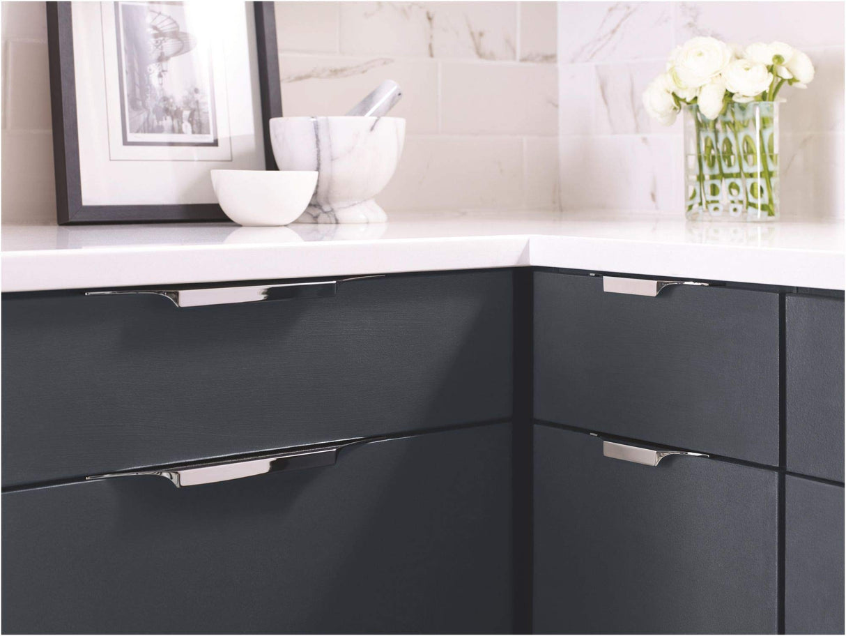 Amerock Cabinet Edge Pull Polished Chrome 8-9/16 inch (217 mm) Center to Center Extent 1 Pack Drawer Pull Drawer Handle Cabinet Hardware