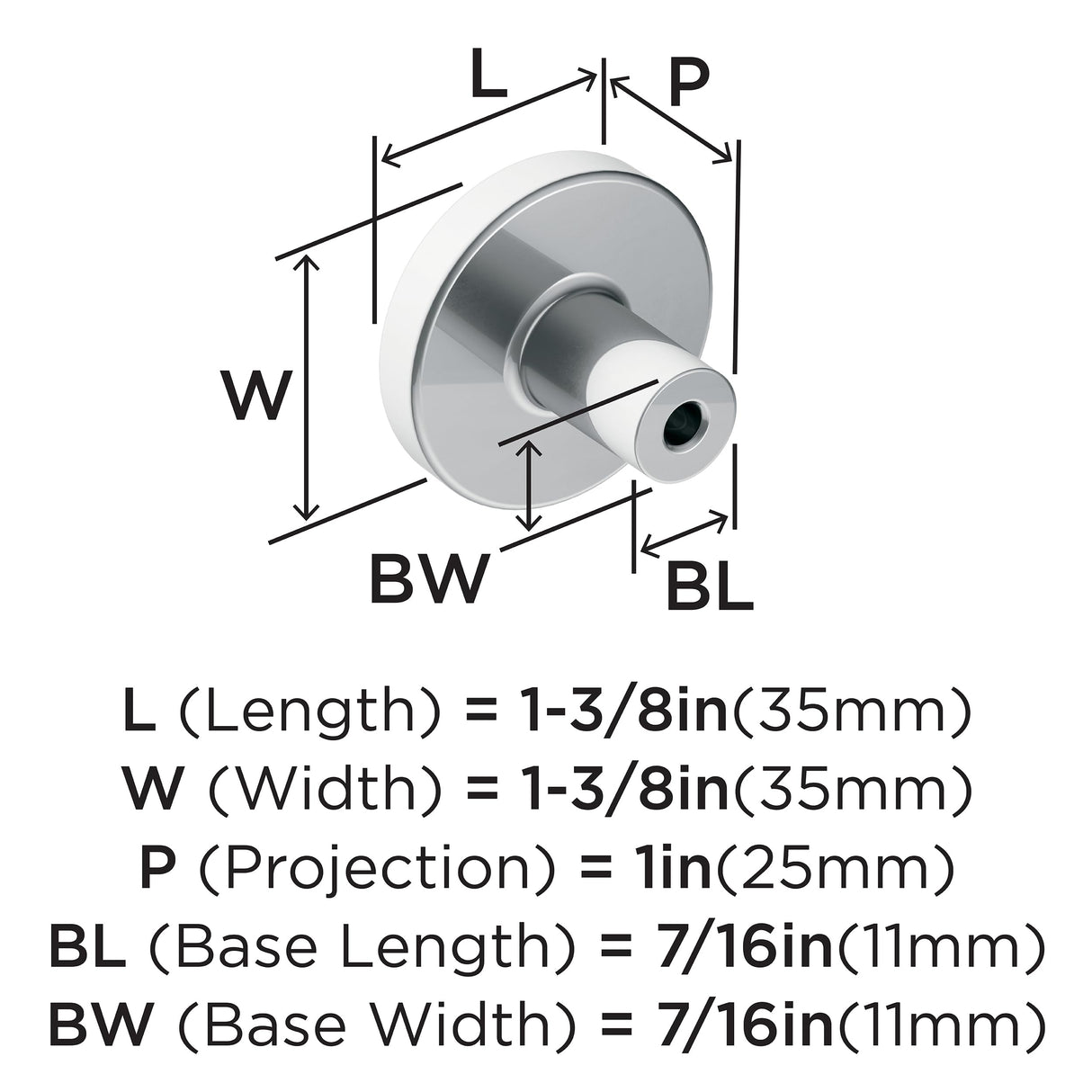 Amerock Cabinet Knob Polished Chrome 1-3/8 inch (35 mm) Diameter Versa 1 Pack Drawer Knob Cabinet Hardware