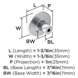Amerock Cabinet Knob Polished Chrome 1-3/8 inch (35 mm) Diameter Versa 1 Pack Drawer Knob Cabinet Hardware