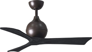 Matthews Fan IR3-TB-BK-42 Irene-3 three-blade paddle fan in Textured Bronze finish with 42" solid matte black wood blades.