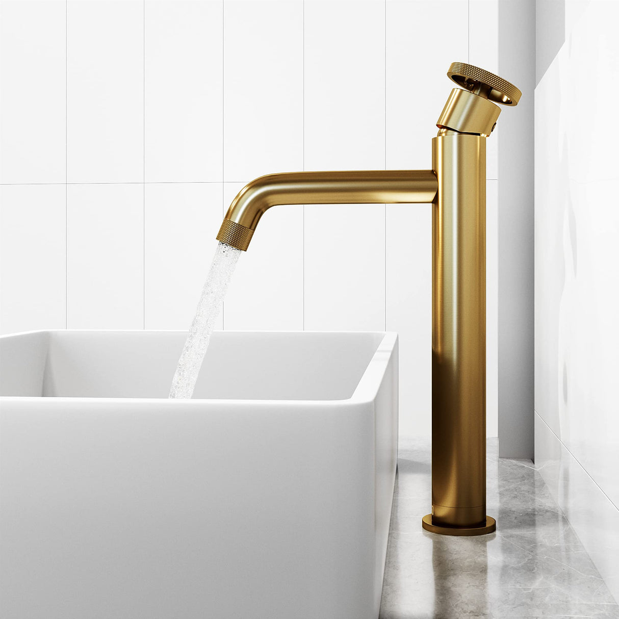 VIGO Cass 12 inch H Single Hole Single Handle Bathroom Faucet in Matte Brushed Gold - Vessel Sink Faucet VG03030MG