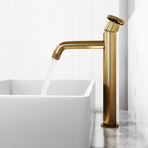 VIGO Cass 12 inch H Single Hole Single Handle Bathroom Faucet in Matte Brushed Gold - Vessel Sink Faucet VG03030MG