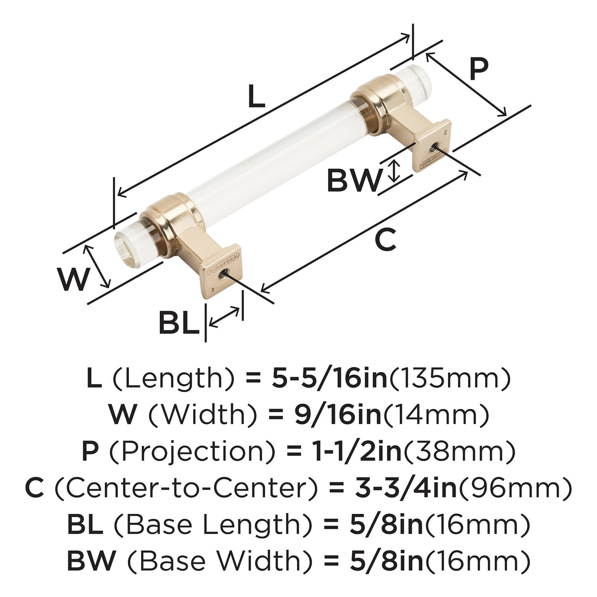 Amerock Cabinet Pull Clear/Champagne Bronze 3-3/4 inch (96 mm) Center to Center Glacio 1 Pack Drawer Pull Drawer Handle Cabinet Hardware