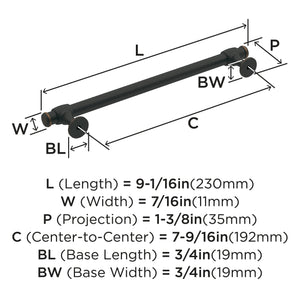 Amerock Cabinet Pull Oil Rubbed Bronze 7-9/16 inch (192 mm) Center-to-Center Winsome 1 Pack Drawer Pull Cabinet Handle Cabinet Hardware