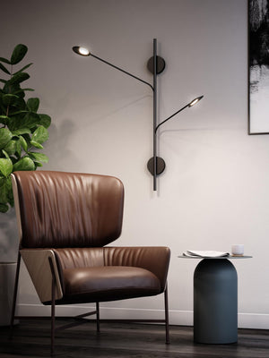 Kuzco WS90102-BK ROTAIRE DOUBLE HEAD WALL SCONCE BLACK 12W 120VAC WITH LED DRIVER 3000K 90CRI