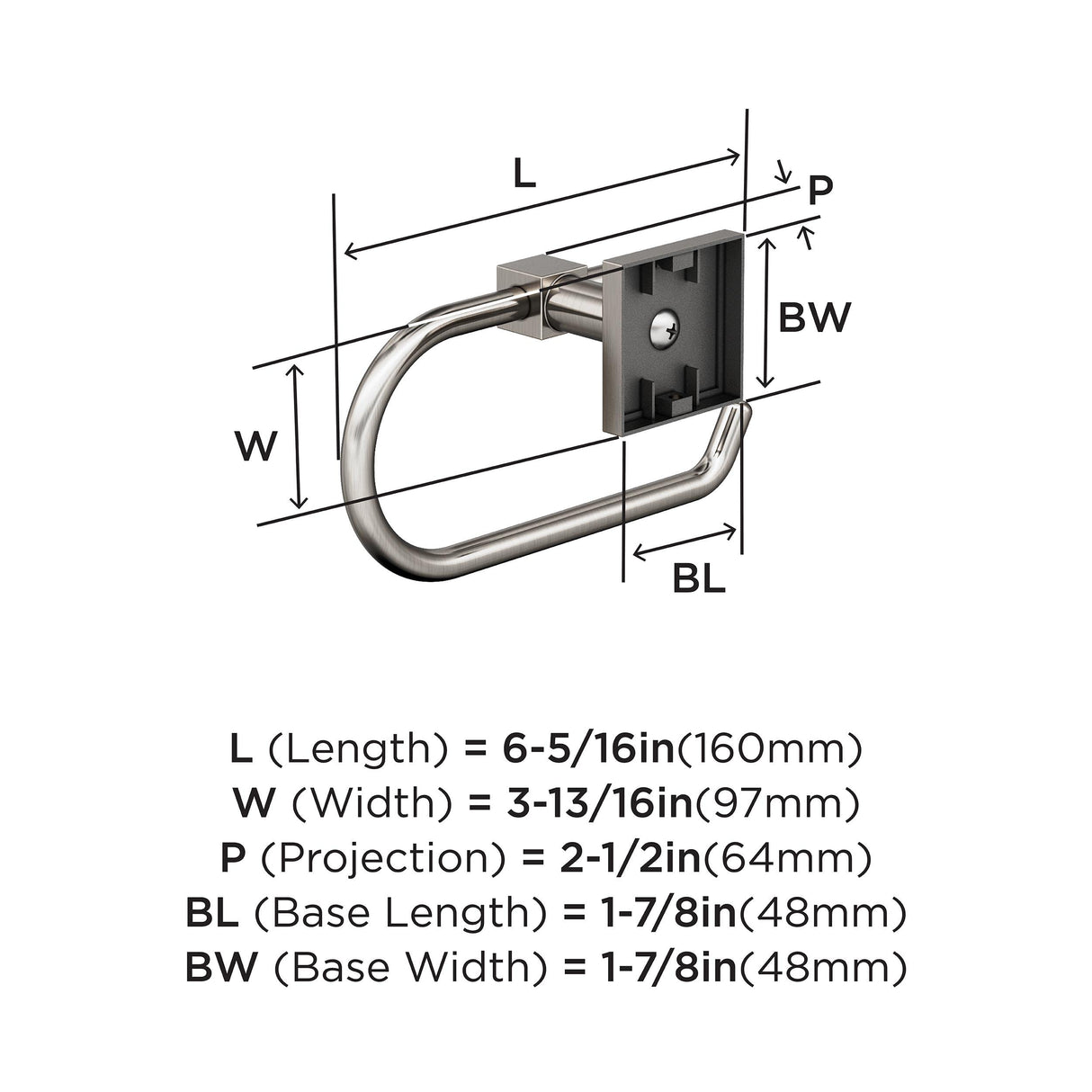 Amerock BH36071G10 Brushed Nickel Single Post Toilet Paper Holder 7-1/16 in. (179 mm) Length Toilet Tissue Holder Appoint Bath Tissue Holder Bathroom Hardware Bath Accessories