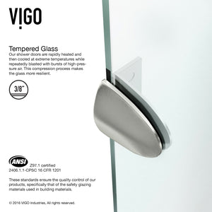 VIGO VG6061CHCL42 40.0" -40.0" W -73.75" H Frameless Hinged Neo-angle Shower Enclosure with Clear 0.38" Tempered Glass and Stainless Steel Hardware in Chrome Finish with Reversible Handle