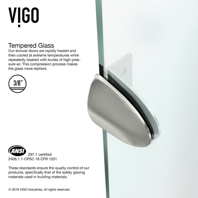 VIGO VG6061CHCL42 40.0" -40.0" W -73.75" H Frameless Hinged Neo-angle Shower Enclosure with Clear 0.38" Tempered Glass and Stainless Steel Hardware in Chrome Finish with Reversible Handle