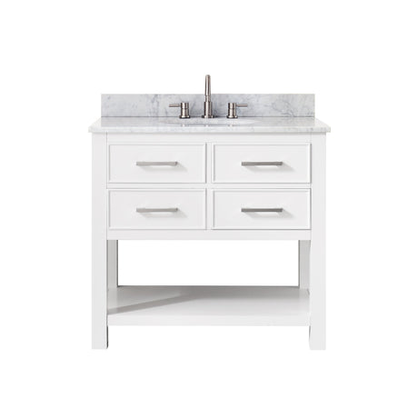Avanity Brooks 37 in. Vanity in White finish with Carrara White Marble Top