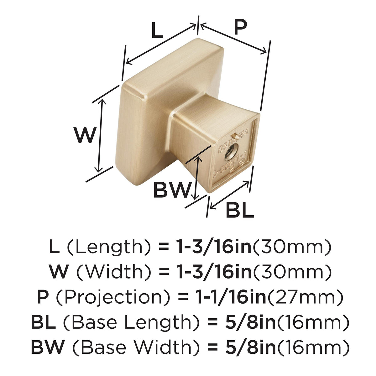 Amerock Cabinet Knob Champagne Bronze 1-3/16 inch (30 mm) Length Blackrock 1 Pack Drawer Knob Cabinet Hardware