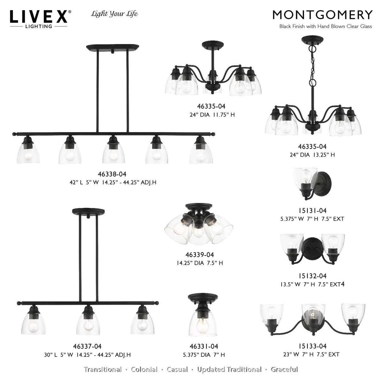 Livex Lighting 15132-04 Montgomery 2 Light Vanity Sconce, Black, 13.5 x 7
