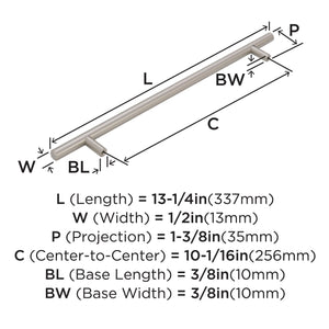 Amerock Cabinet Pull Sterling Nickel 10-1/16 inch (256 mm) Center to Center Bar Pulls 1 Pack Drawer Pull Drawer Handle Cabinet Hardware