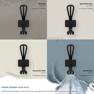 Amerock H37006MB Vinland Double Prong Decorative Wall Hook Matte Black Hook for Coats, Hats, Backpacks, Bags Hooks for Bathroom, Bedroom, Closet, Entryway, Laundry Room, Office