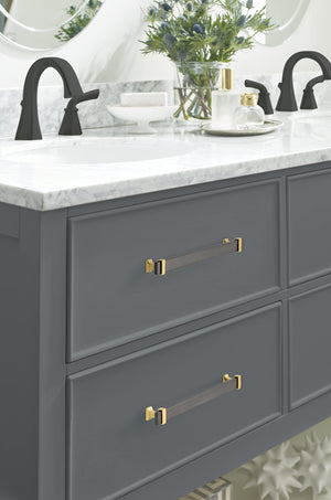 Amerock Cabinet Pull Black Chrome/Brushed Gold 8-13/16 inch (224 mm) Center to Center Overton 1 Pack Drawer Pull Drawer Handle Cabinet Hardware