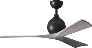 Matthews Fan IR3-BK-BW-52 Irene-3 three-blade paddle fan in Matte Black finish with 52" solid barn wood tone blades.