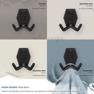 Amerock H37008MB Benton Double Prong Decorative Wall Hook Matte Black Hook for Coats, Hats, Backpacks, Bags Hooks for Bathroom, Bedroom, Closet, Entryway, Laundry Room, Office