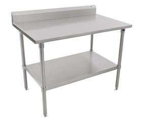 John Boos ST6R5-2430SSK Stallion Stainless Steel 5" Riser Top Work Table with Adjustable Lower Shelf and Legs, Top, 30" Length x 24" Width