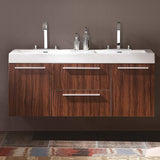 Fresca FCB8013BW-I Fresca Opulento 54" Black Modern Double Sink Bathroom Cabinet w/ Integrated Sinks