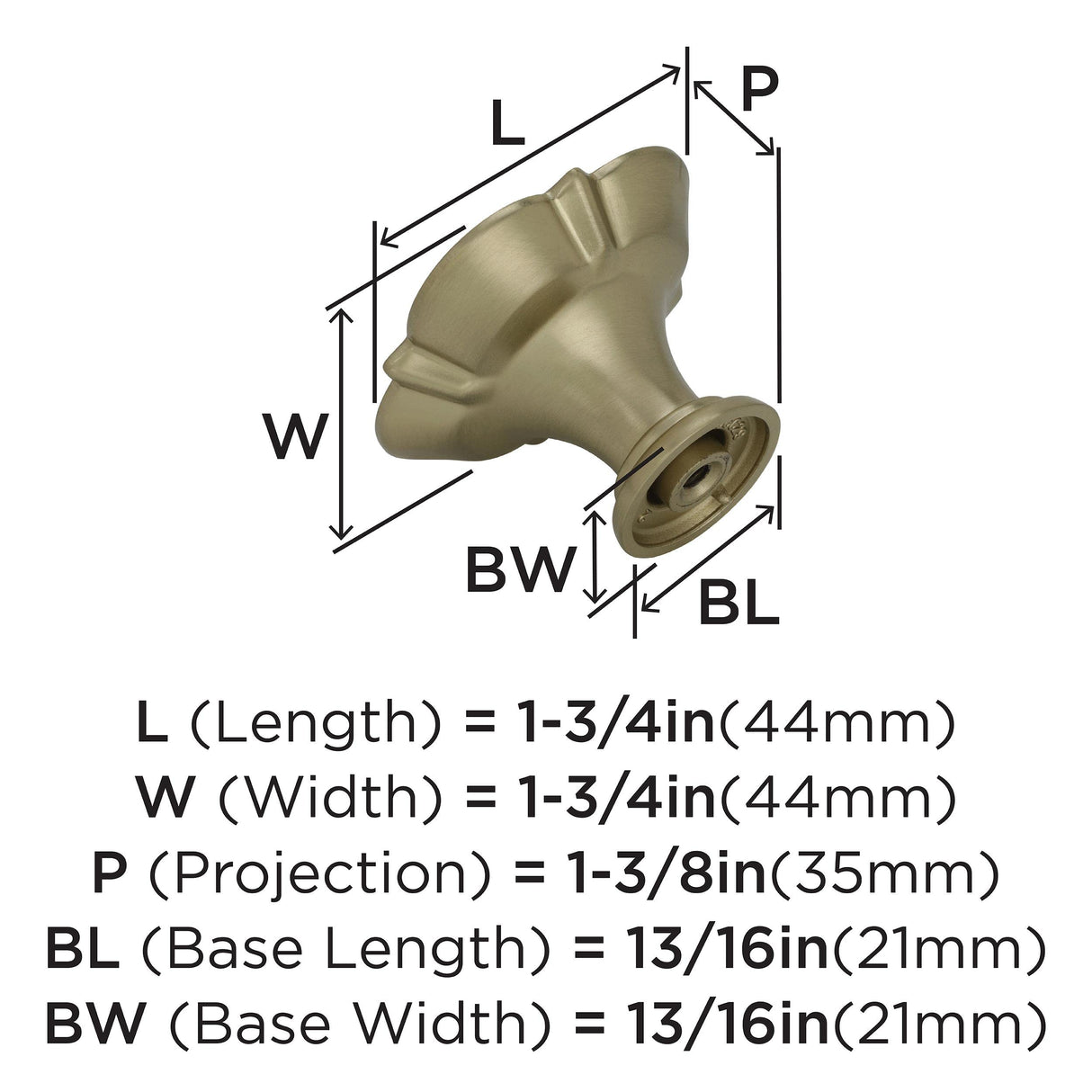 Amerock Cabinet Knob Golden Champagne 1-3/4 inch (44 mm) Diameter Grace Revitalize 1 Pack Drawer Knob Cabinet Hardware
