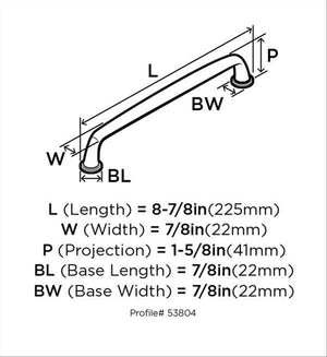 Amerock Appliance Pull Black Bronze 8 inch (203 mm) Center to Center Kane 1 Pack Drawer Pull Drawer Handle Cabinet Hardware