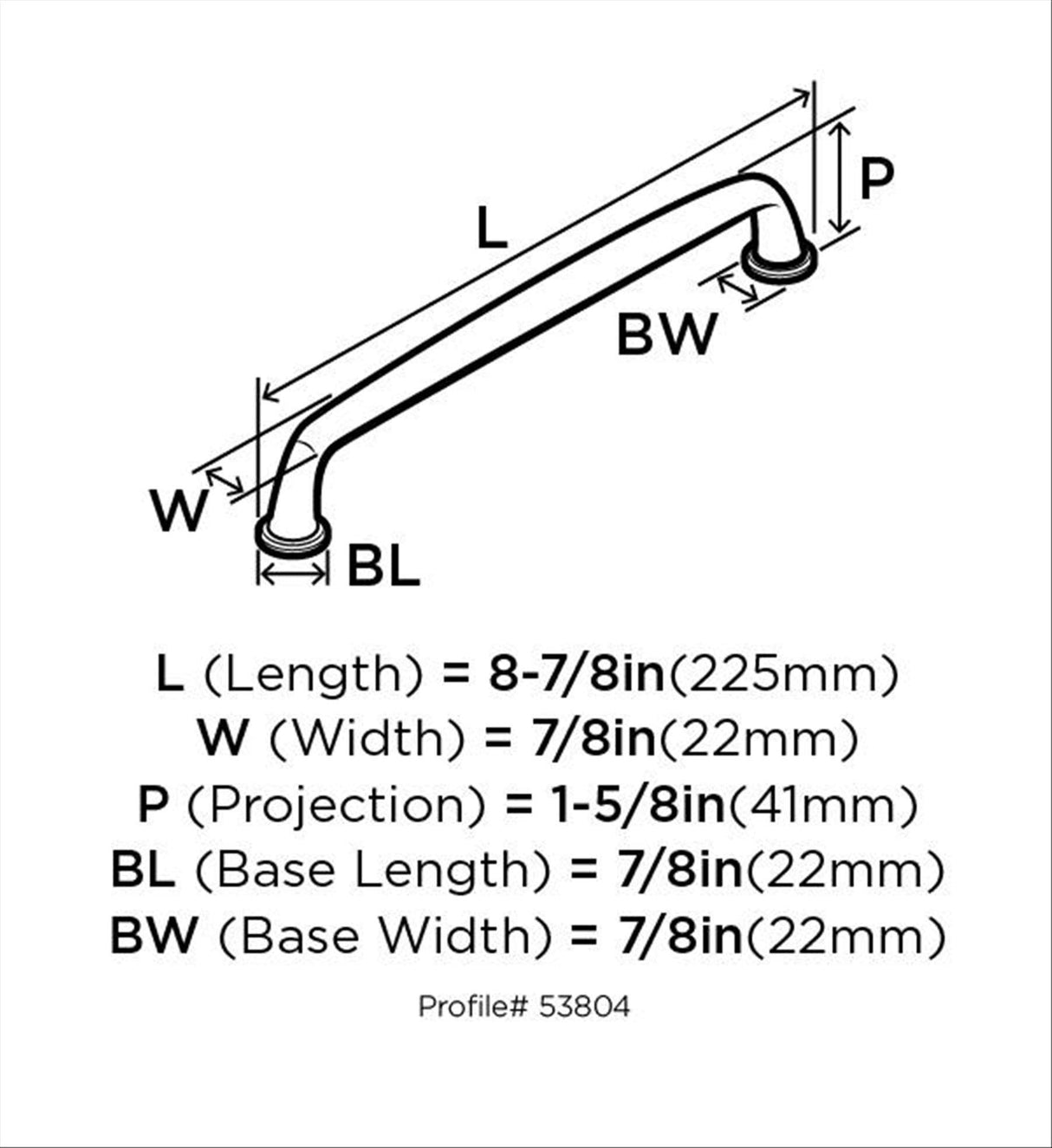 Amerock Appliance Pull Oil Rubbed Bronze 8 inch (203 mm) Center to Center Kane 1 Pack Drawer Pull Drawer Handle Cabinet Hardware