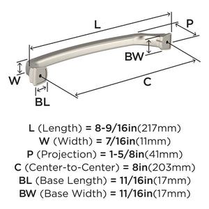 Amerock BP55351G10 Satin Nickel Cabinet Pull 8 in (203 mm) Center-to-Center Cabinet Handle Revitalize Drawer Pull Kitchen Cabinet Handle Furniture Hardware