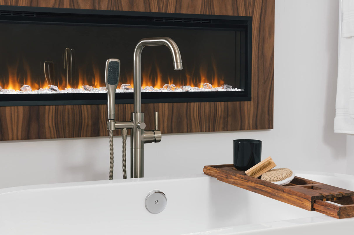 Miseno MTF194 Floor Mounted Tub Filler with Integrated Valve and Diverter - Includes Hand Shower - Flat Black