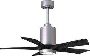 Matthews Fan PA5-BN-BK-42 Patricia-5 five-blade ceiling fan in Brushed Nickel finish with 42” solid matte black wood blades and dimmable LED light kit 
