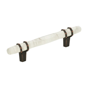 Amerock Cabinet Pull Marble White/Oil-Rubbed Bronze  3-3/4 inch (96 mm) Center to Center Carrione 1 Pack Drawer Pull Drawer Handle Cabinet Hardware