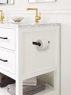 Amerock BH36081MB Matte Black Single Post Toilet Paper Holder 5-7/8 in. (149 mm) Length Toilet Tissue Holder Monument Bath Tissue Holder Bathroom Hardware Bath Accessories