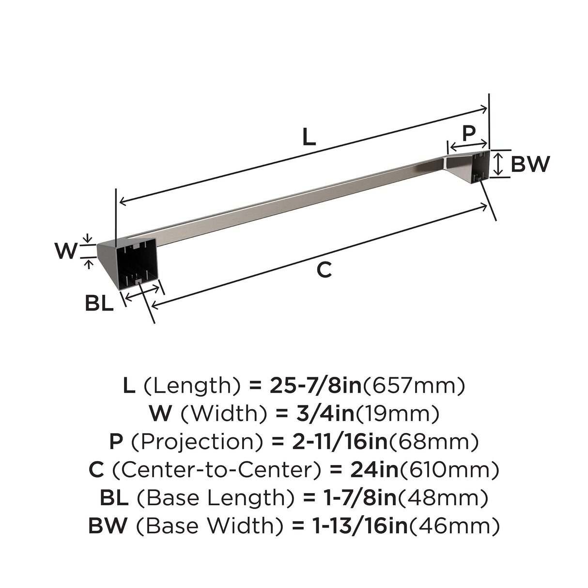 Amerock BH36004G10 Brushed Nickel Towel Bar 24 in (610 mm) Towel Rack Blackrock Bathroom Towel Holder Bathroom Hardware Bath Accessories