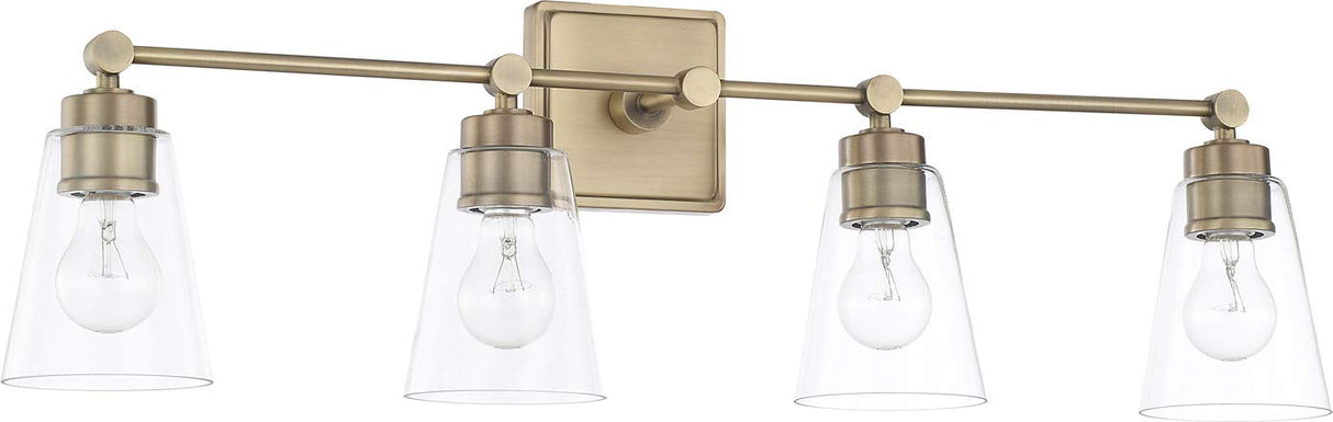 Capital Lighting 121841AD-432 Rory 4 Light Vanity Aged Brass