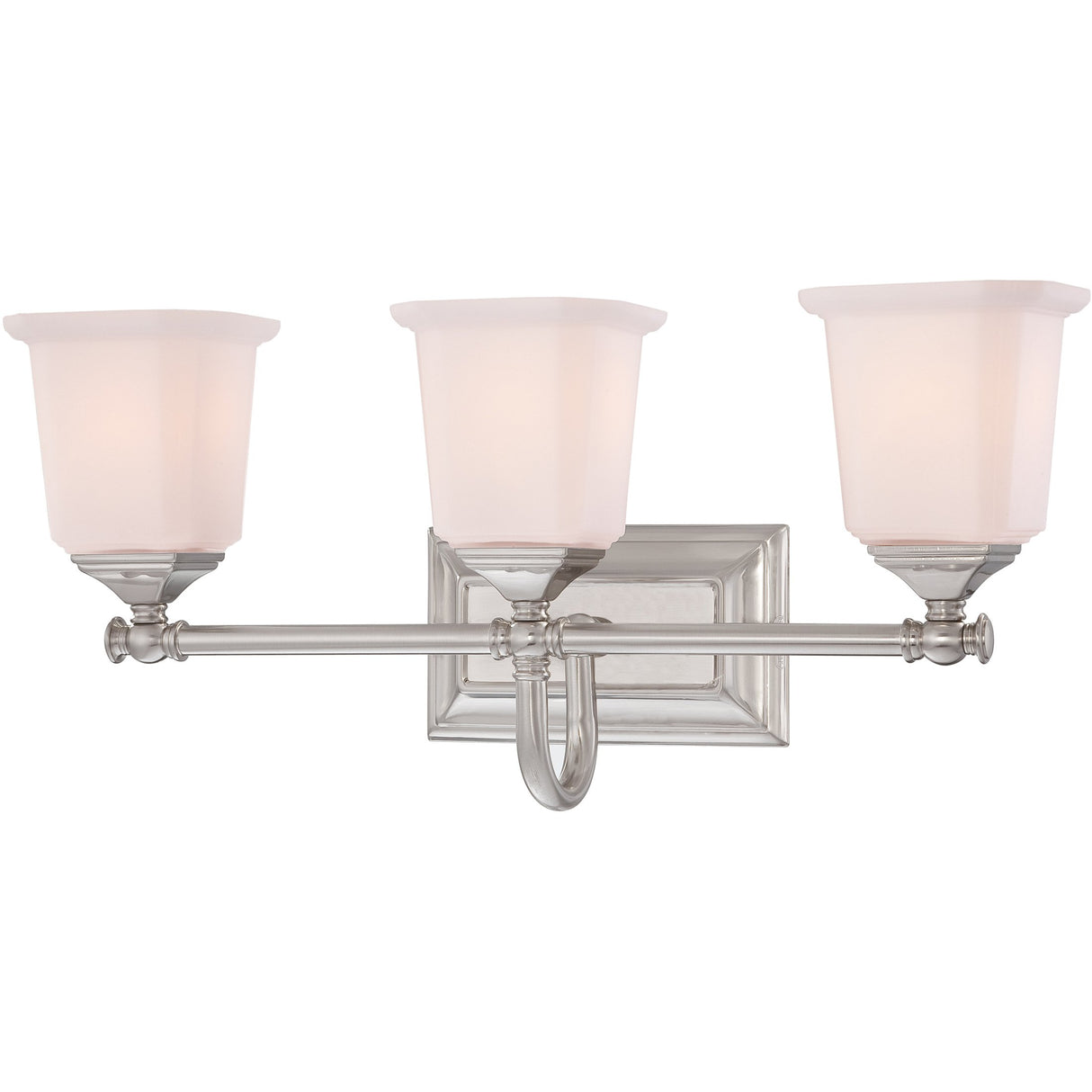 Quoizel NL8603BN Nicholas Mid Century Bath Vanity Wall Lighting, 3-Light, 300 Watts, Brushed Nickel (10"H x 22"W)