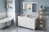 Jeffrey Alexander VKITCHA60CHSGR 60" Chocolate Chatham Vanity, double bowl, Steel Grey Cultured Marble Vanity Top, two undermount rectangle bowls