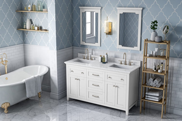 Jeffrey Alexander VKITCHA60CHSGR 60" Chocolate Chatham Vanity, double bowl, Steel Grey Cultured Marble Vanity Top, two undermount rectangle bowls